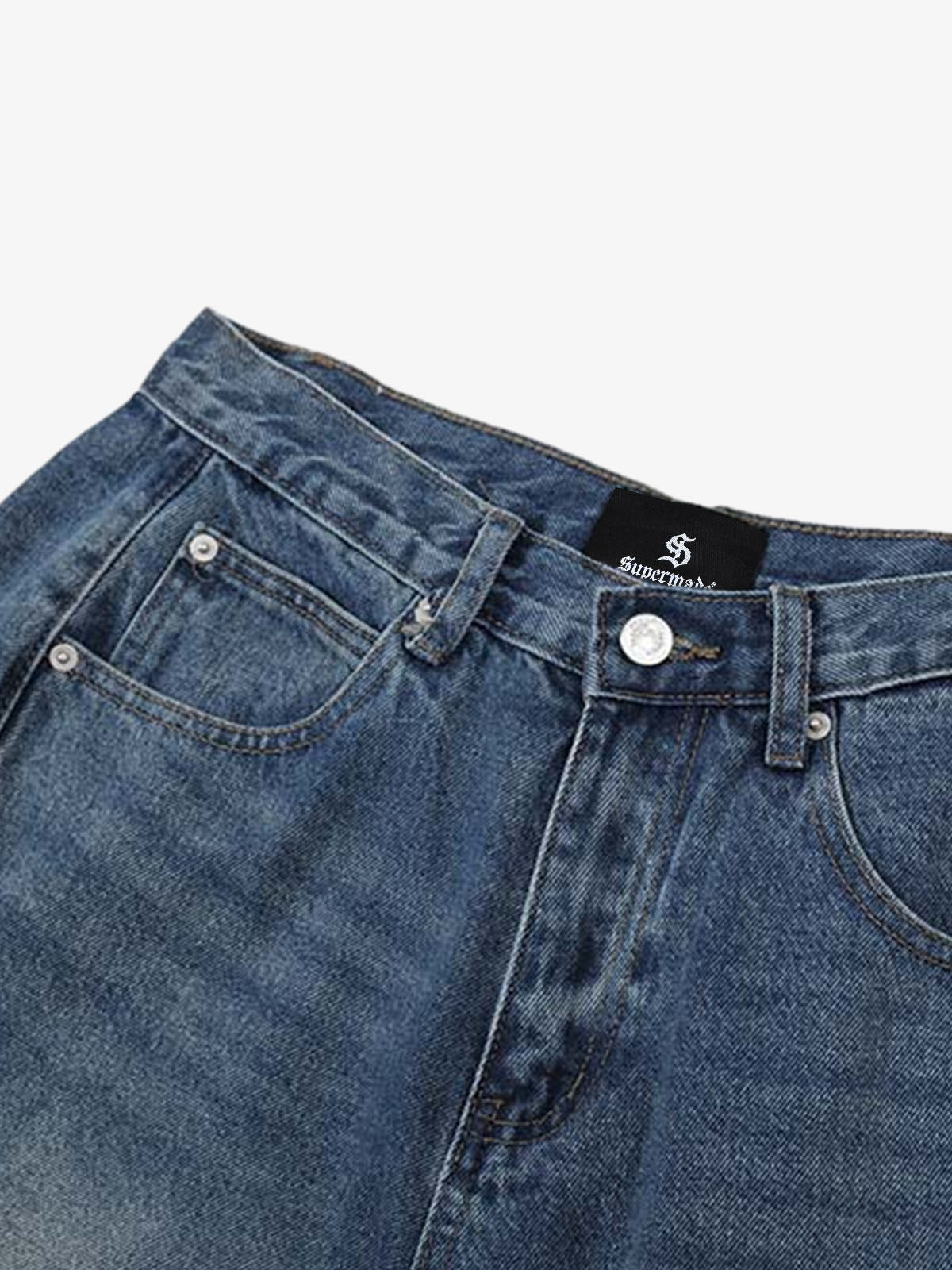 Washed Denim Wide Leg Jorts