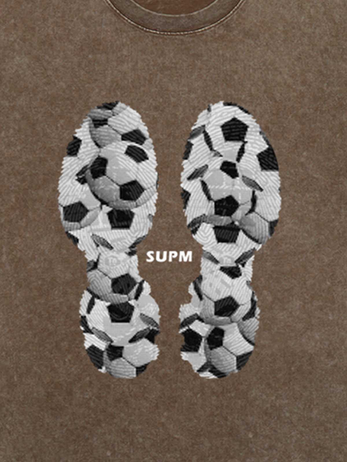 Soccer Ball Footprint Graphic T-Shirt