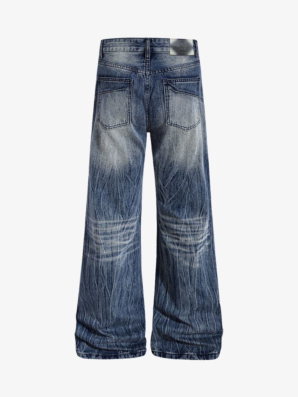 Vintage Washed Distressed Flared Denim Jeans