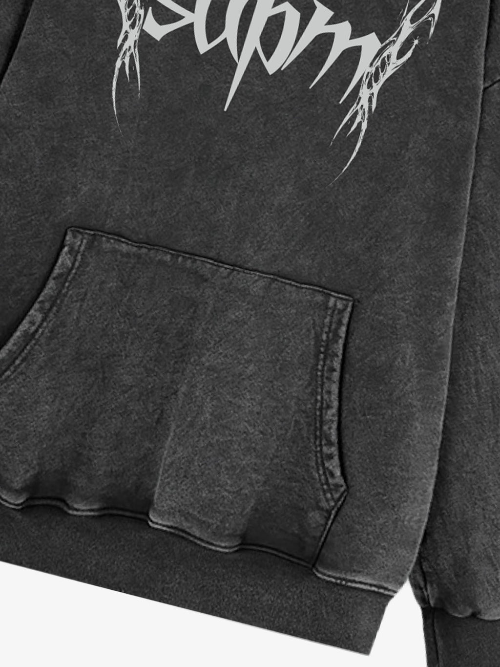 Washed Gothic Spike Letter Hoodie