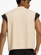 Graffiti Graphic Contrast Trim Raw Edge Sleeveless T-Shirt