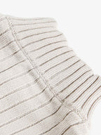 Retro Abstract Print Ribbed Stand Collar Zip-Up Sweater