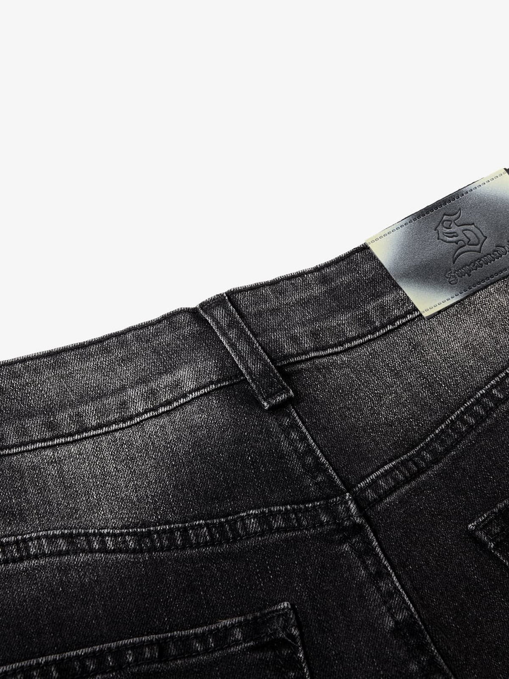 Vintage Washed Asymmetric Panel Stitch Jeans