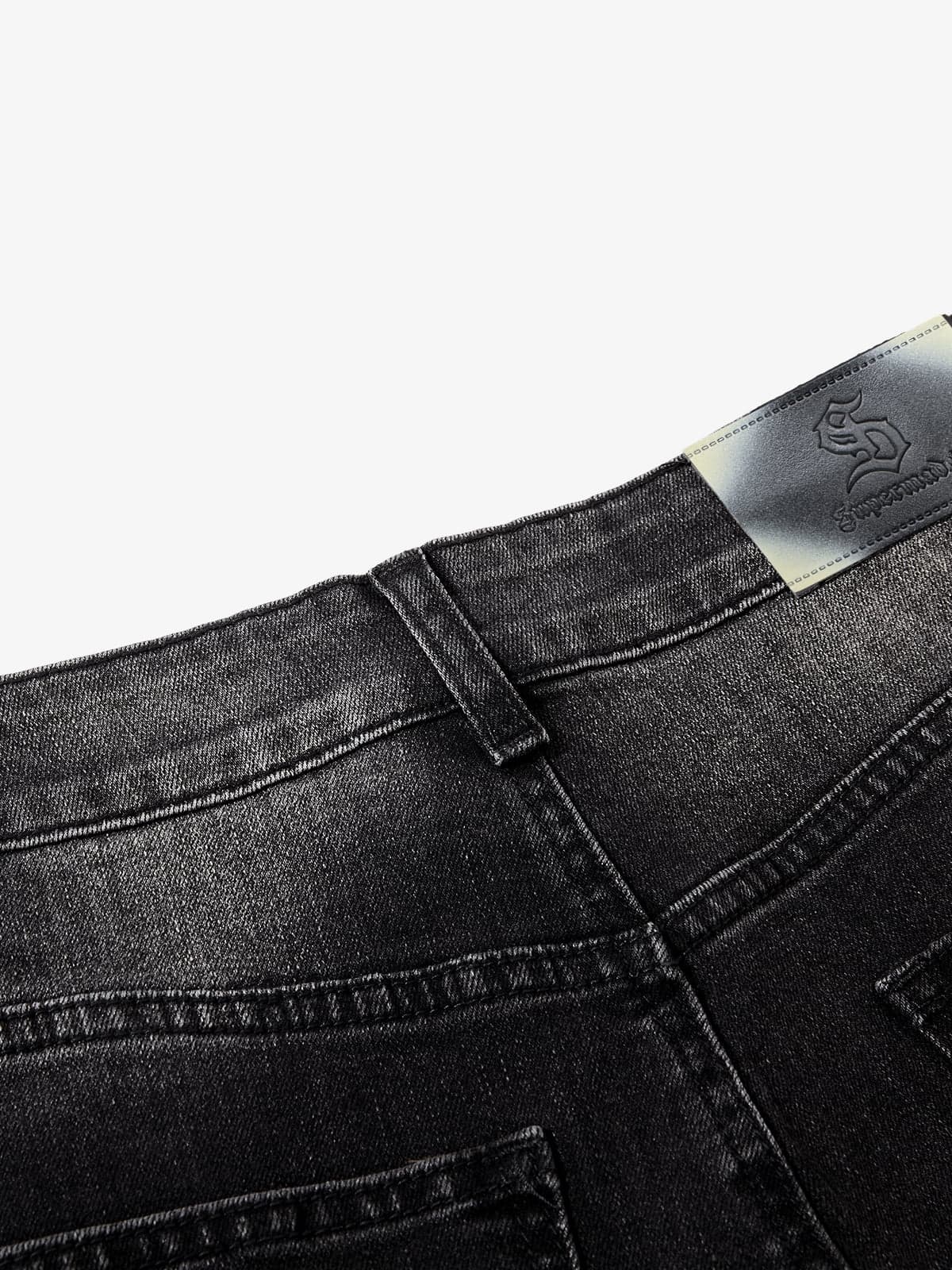 Vintage Washed Asymmetric Panel Stitch Jeans