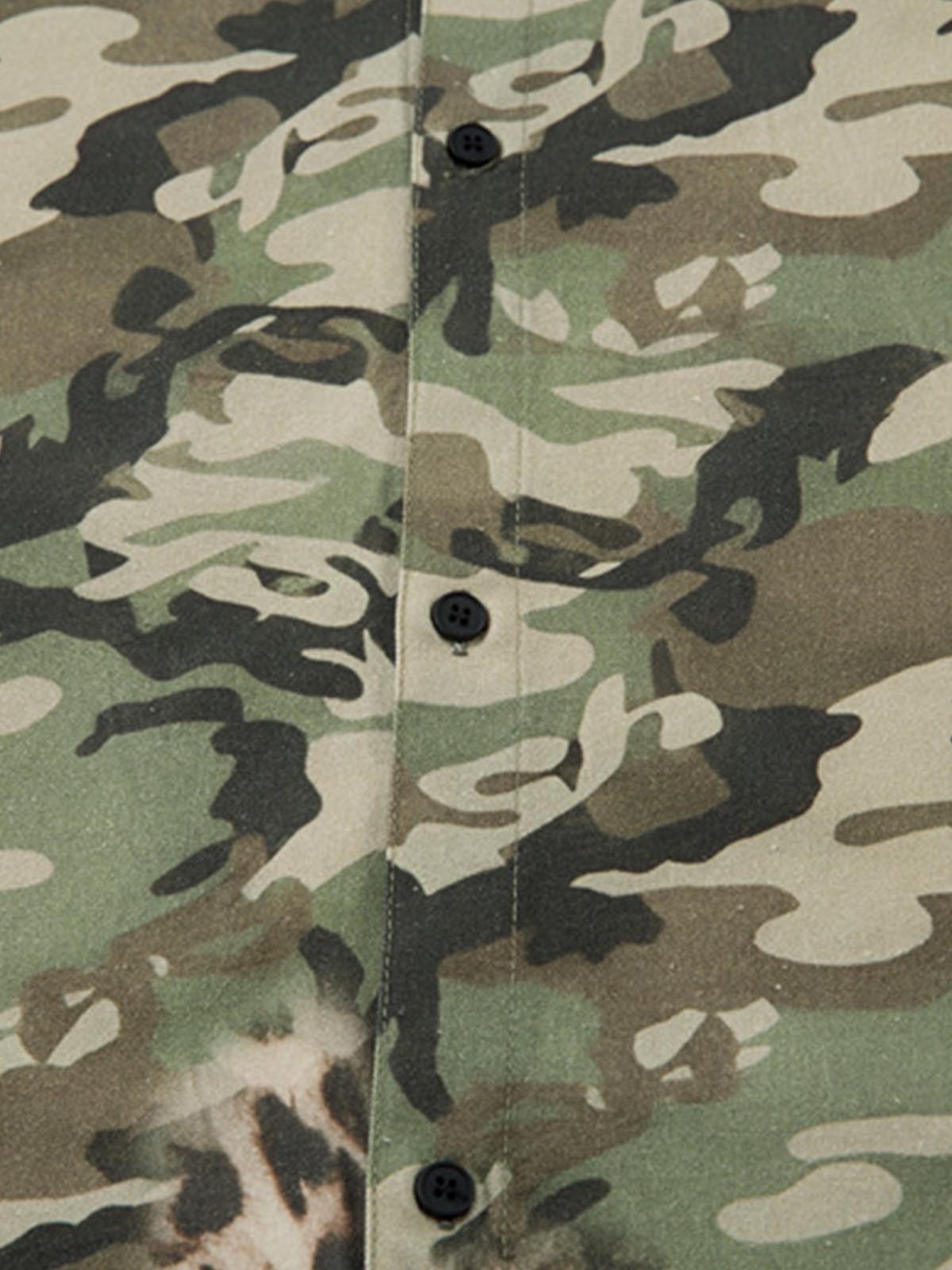 Camouflage Leopard Patchwork Layered Shirt