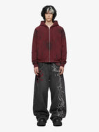 Dragon Embroidery Gothic Wide Leg Jeans