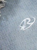 Washed Embroidered Fur-Lined Denim Bomber Jacket