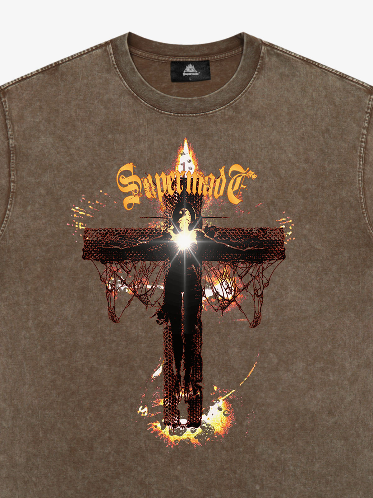 Washed Gothic Cross Graphic T-Shirt