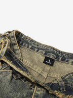 Layered Waist Tie Detail Vintage Wash Jeans