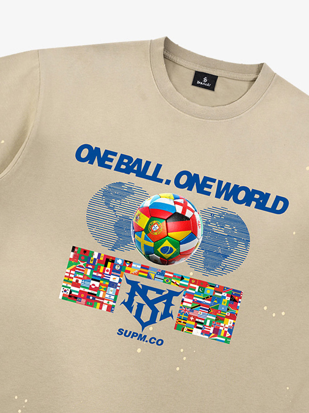 Washed One Ball One World Soccer Graphic T-Shirt