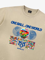 Washed One Ball One World Soccer Graphic T-Shirt
