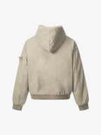 Retro Washed Fleece-lined Hooded Work Jacket