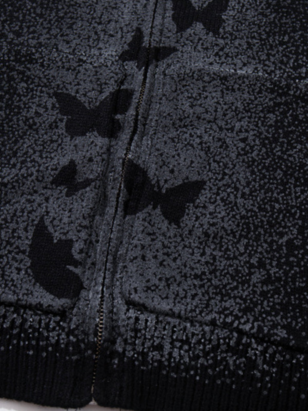 Street Dark Phantom Butterfly Stand-Collar Knit Cardigan Sweater