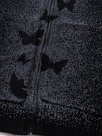 Street Dark Phantom Butterfly Stand-Collar Knit Cardigan Sweater