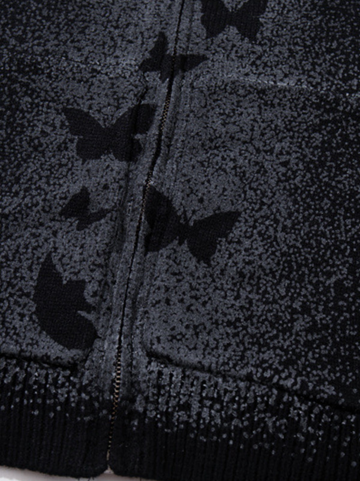 Street Dark Phantom Butterfly Stand-Collar Knit Cardigan Sweater