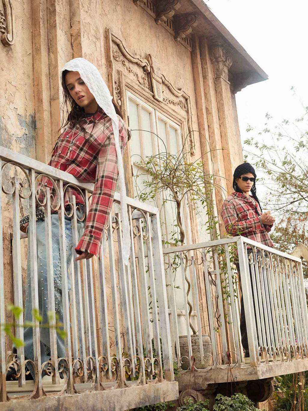 Paint Splatter Plaid Frayed Hem Button Up Shirt