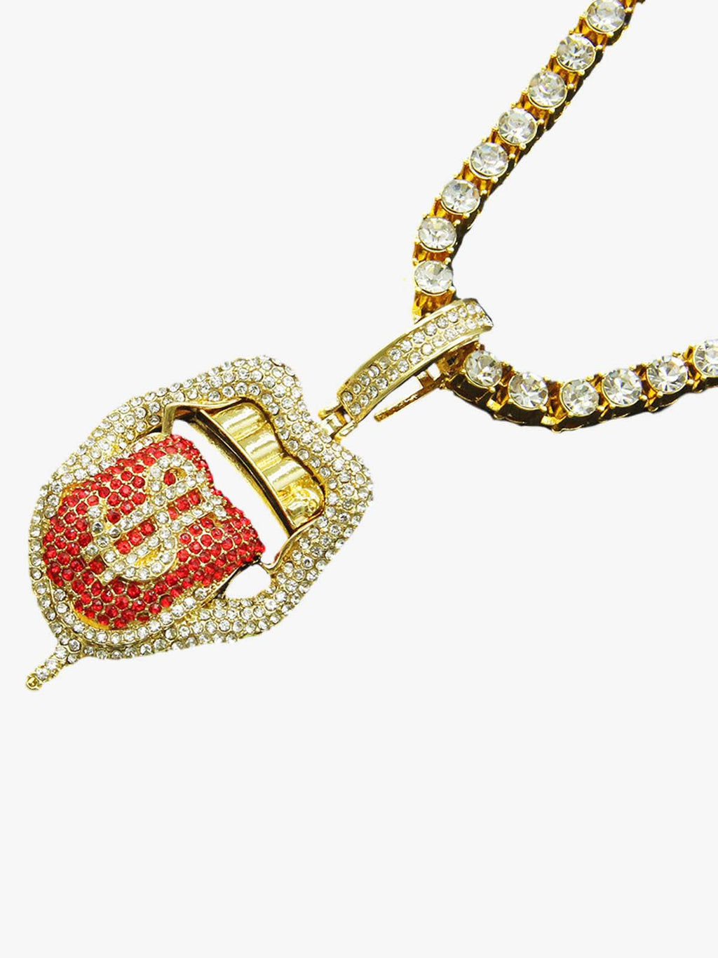 Iced Tongue Mouth Pendant Chain Necklace
