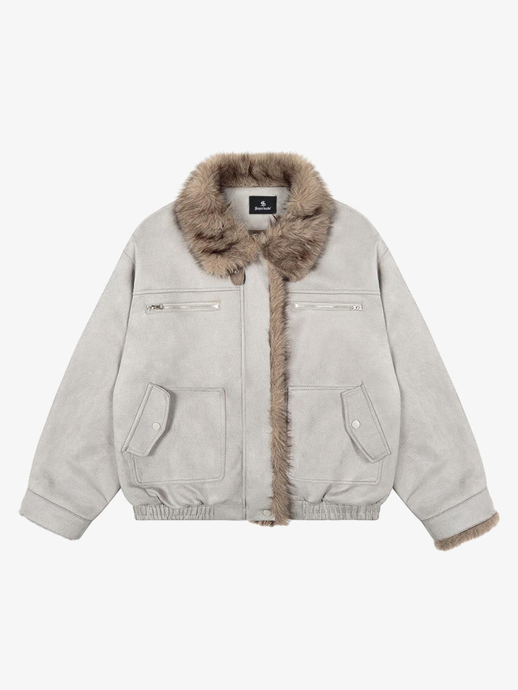 Vintage Suede Faux Fur Lined Aviator Bomber Jacket