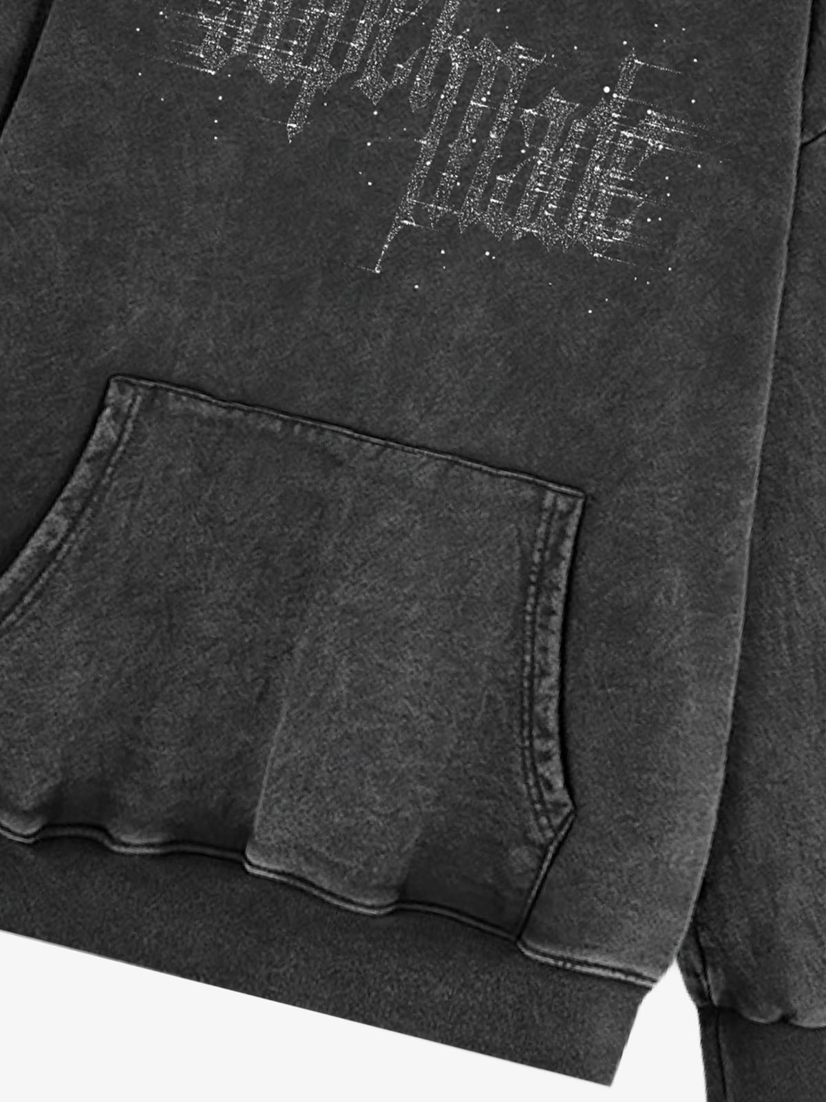Rhinestone Distressed Letter Graphic Hoodie