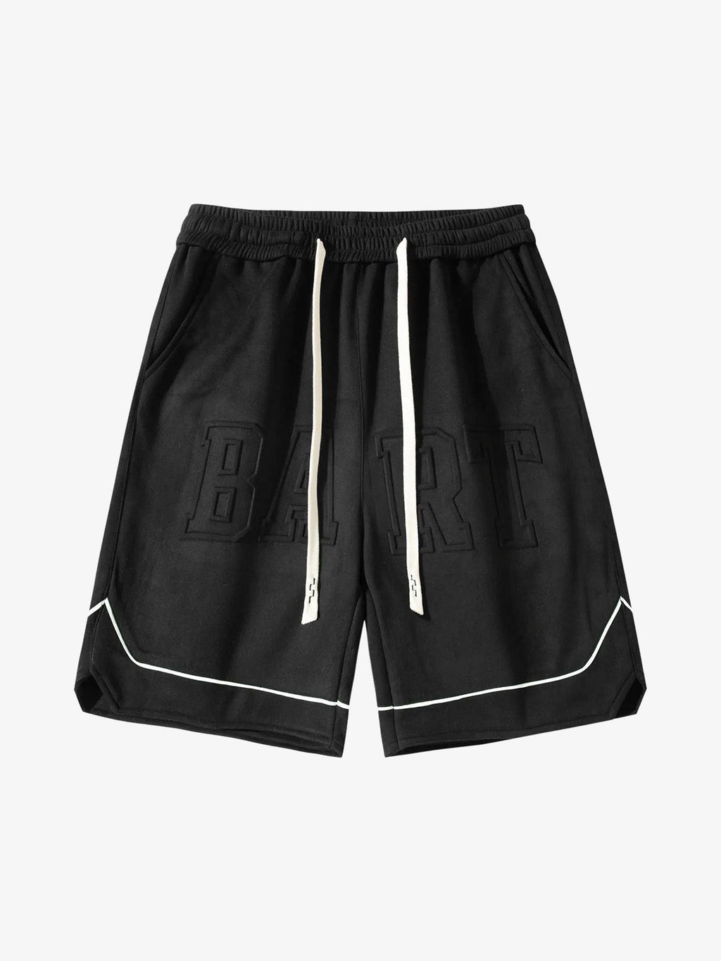 Retro Letter-Stamped Suede Drawstring Shorts