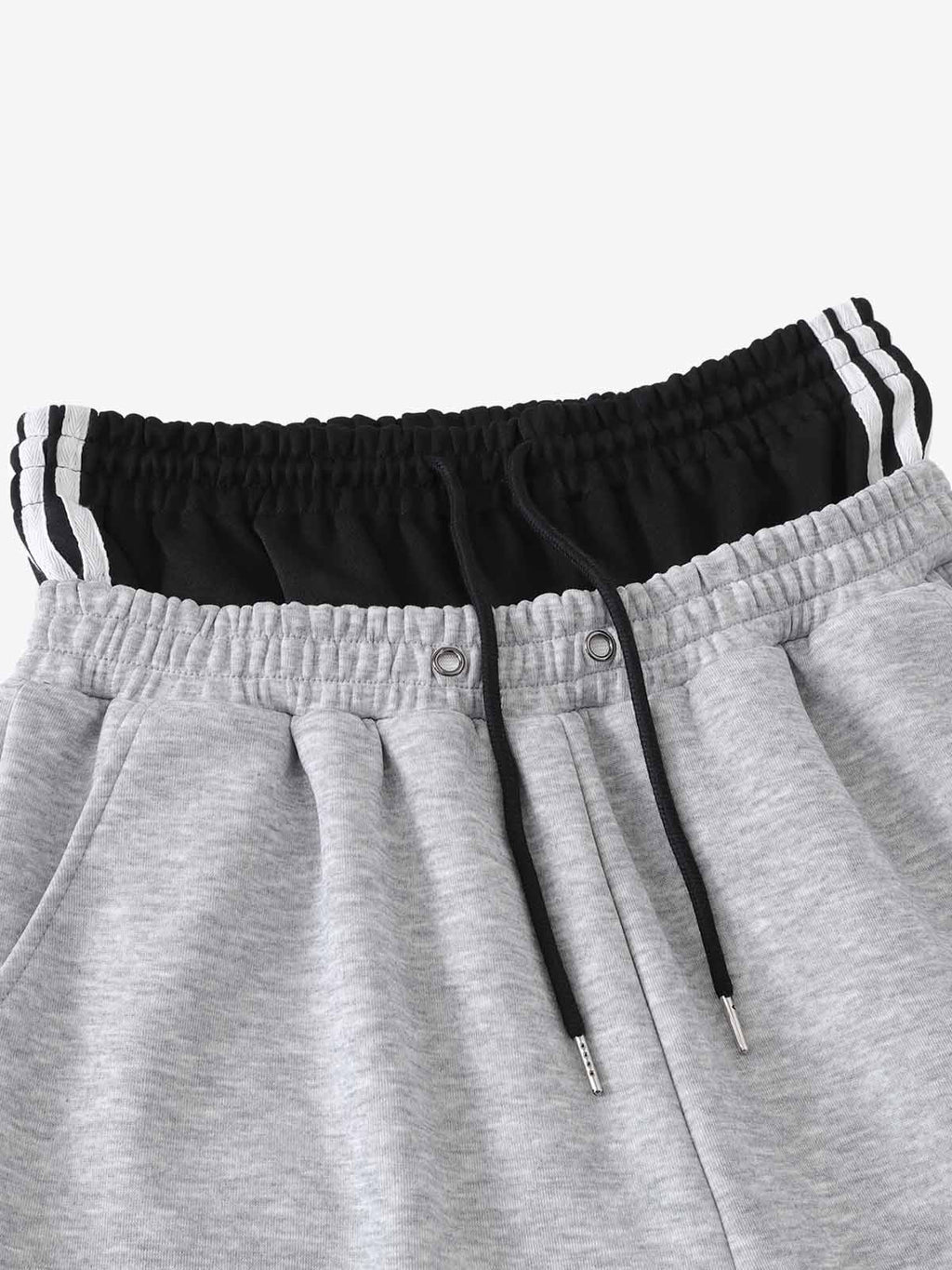 Layered Double-Waistband Wide-Leg Sweatpants