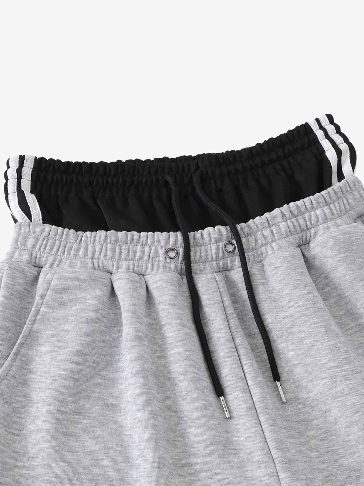 Layered Double-Waistband Wide-Leg Sweatpants