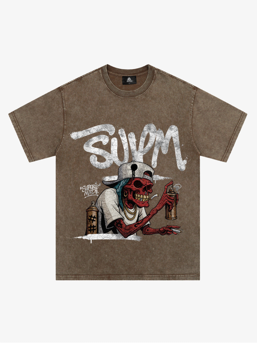 Street Trendy Skull Spray-Paint Graffiti Master T-Shirt