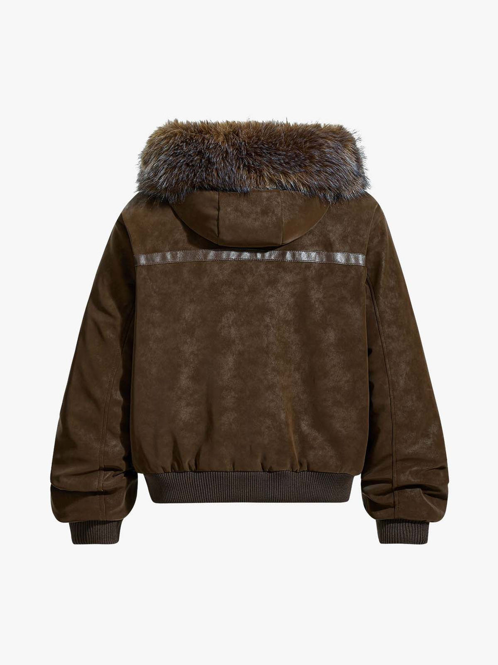 Retro Detachable Faux Fur Collar Suede Fleece Hoodie Jacket