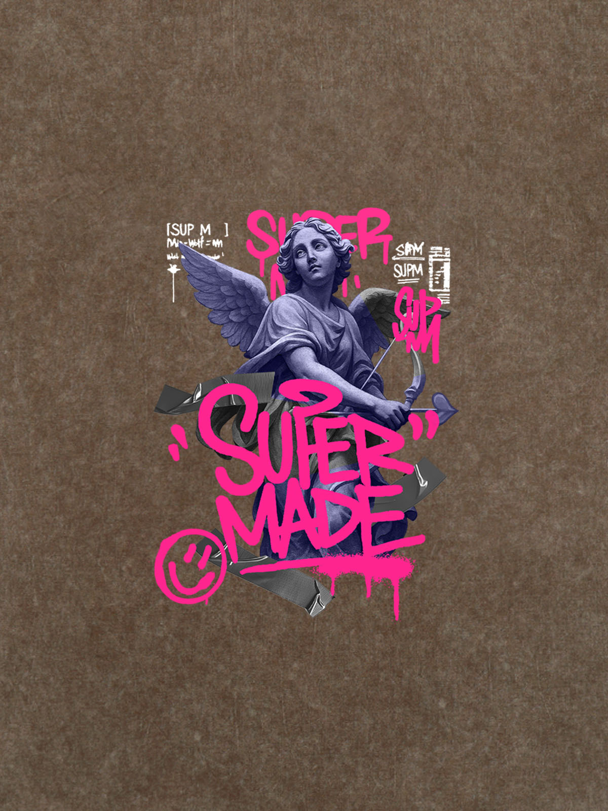 Street Pink Lucky Angel Graphic Design T-Shirt