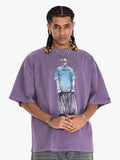 Vintage Washed Skeleton Graphic Oversized T-Shirt