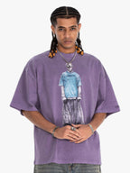 Vintage Washed Skeleton Graphic Oversized T-Shirt