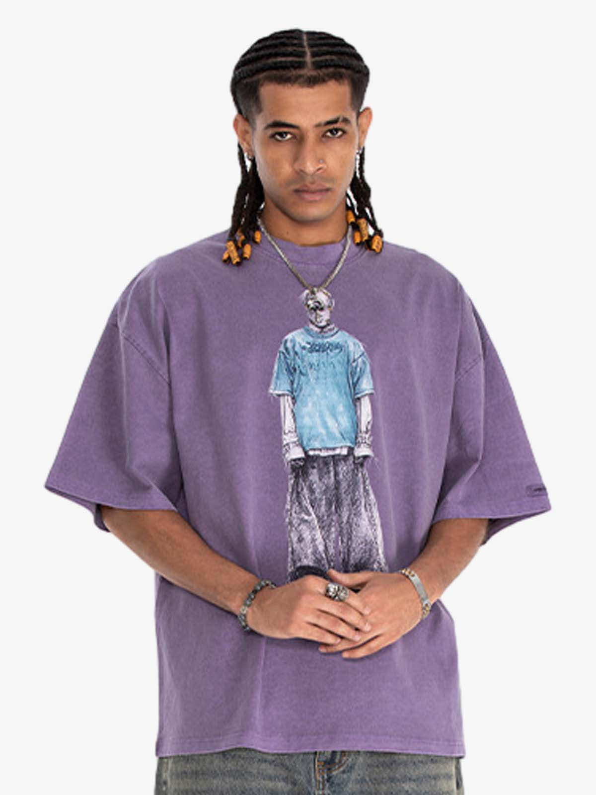 Vintage Washed Skeleton Graphic Oversized T-Shirt
