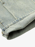 Vintage Washed Rivet-Detailed Wide Leg Jeans