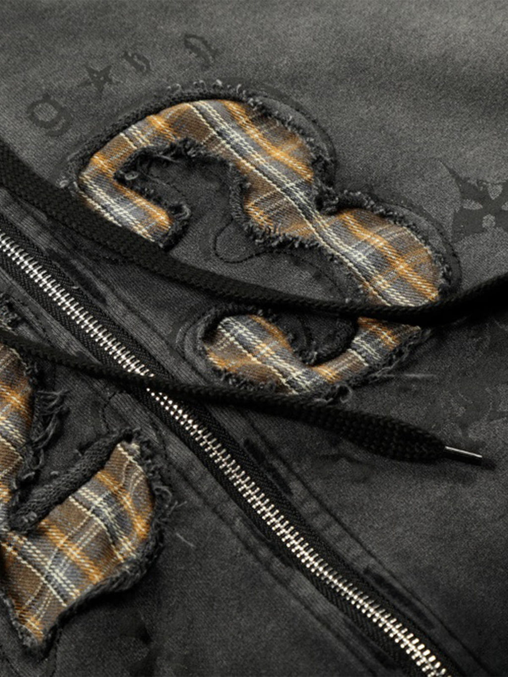 Distressed "23" Patch Zip Up Hoodie