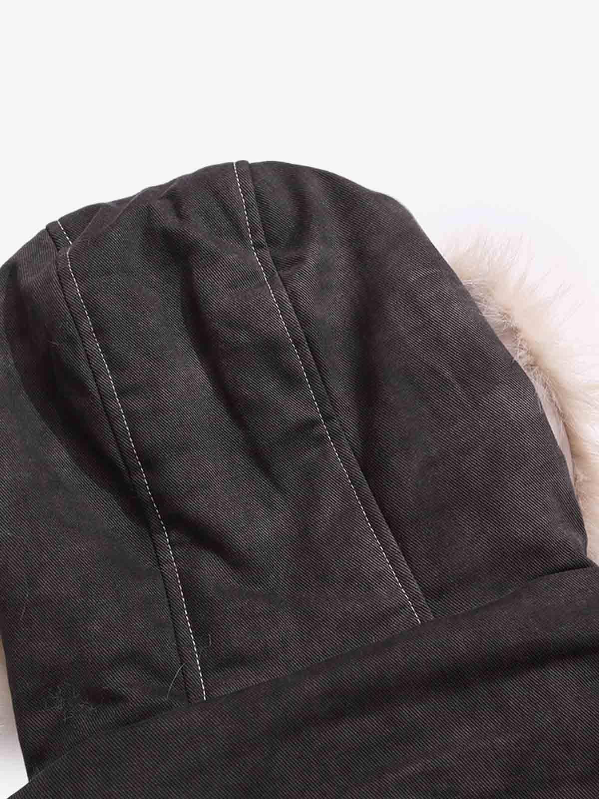 Washed Patchwork Contrast Bomber Jacket