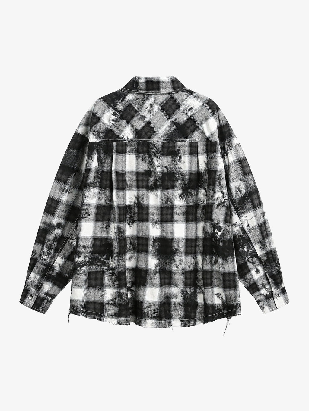 Vintage Wash Plaid Spray Dye Raw Hem Shirt