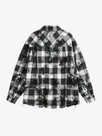 Vintage Wash Plaid Spray Dye Raw Hem Shirt