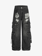 Retro Ripped Cargo Jeans