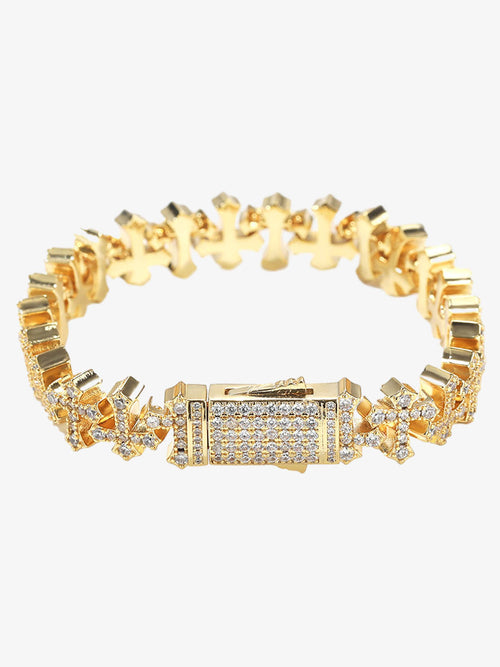 Cross Link Iced Bracelet