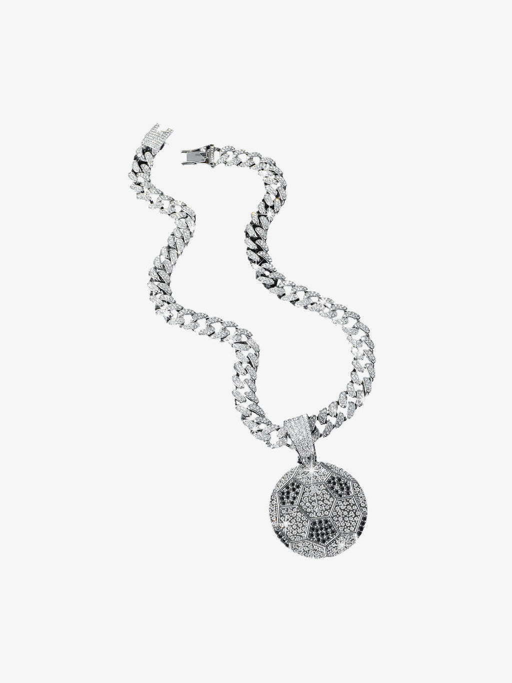 Iced Soccer Ball Pendant Chain Necklace