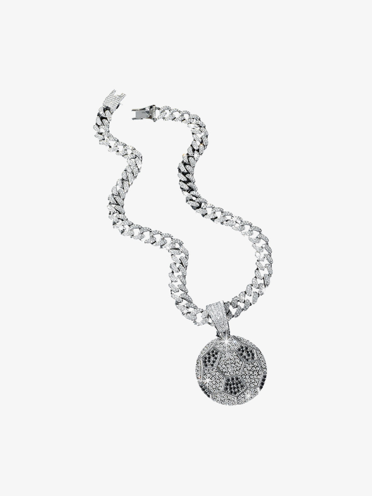 Iced Soccer Ball Pendant Chain Necklace