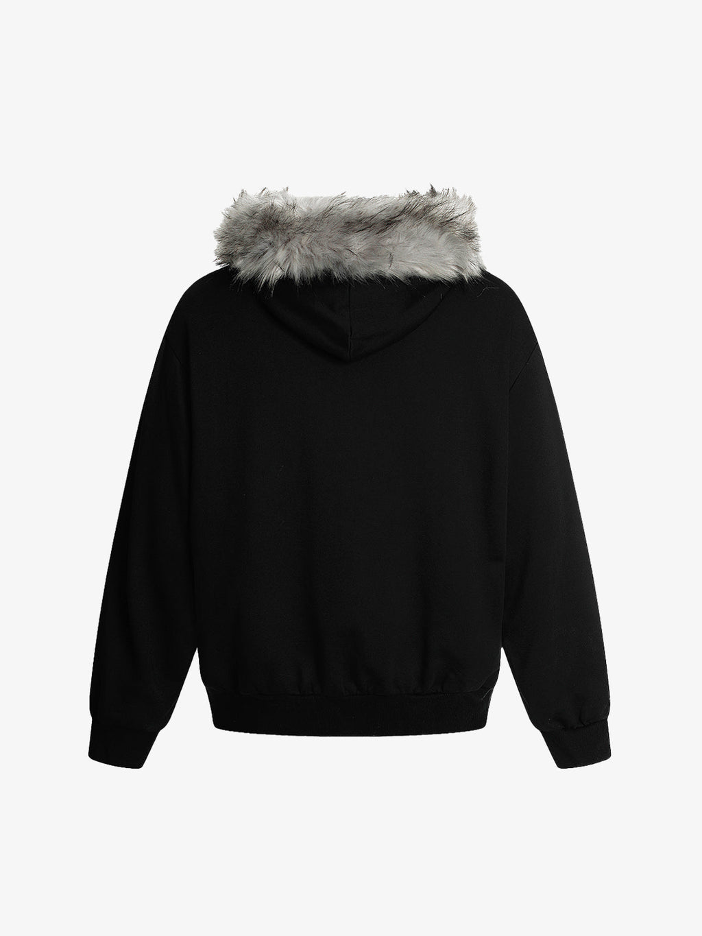 Detachable Fur Collar Printed Cardigan Half-Zip Hoodie