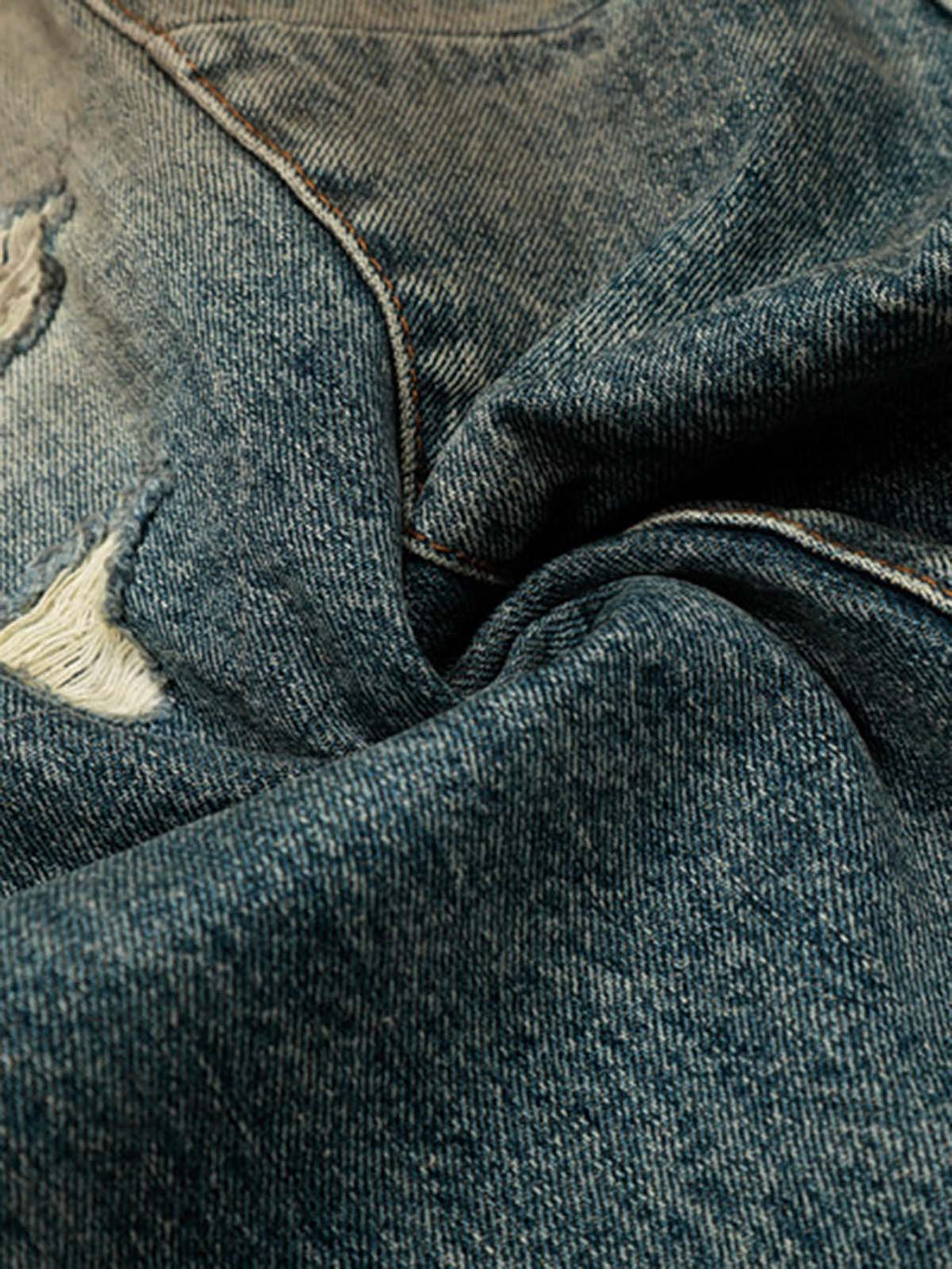 Vintage Mud-Dyed Distressed Barrel Jeans - 2537