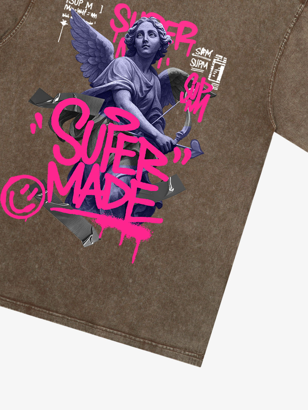 Street Pink Lucky Angel Graphic Design T-Shirt