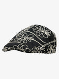 Floral Embroidered Cotton Flat Cap