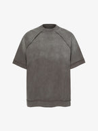 Spray Washed Raw Edge Raglan Knit T-Shirt