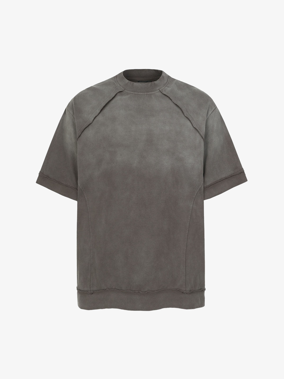 Spray Washed Raw Edge Raglan Knit T-Shirt