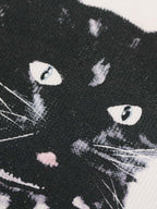 Vintage Black Cat Studded Collar T-Shirt
