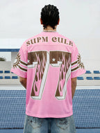 Pink Flame Print Jersey T-shirt - 2390