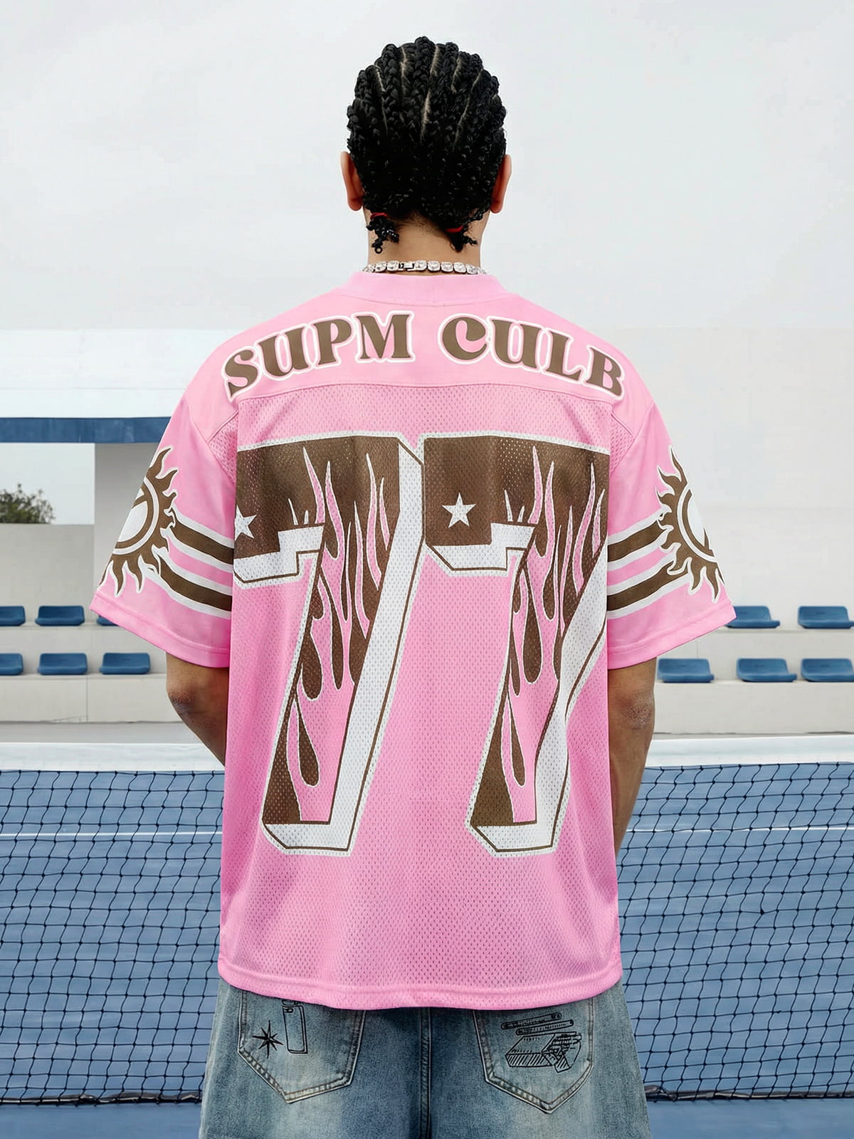 Pink Flame Print Jersey T-shirt - 2390